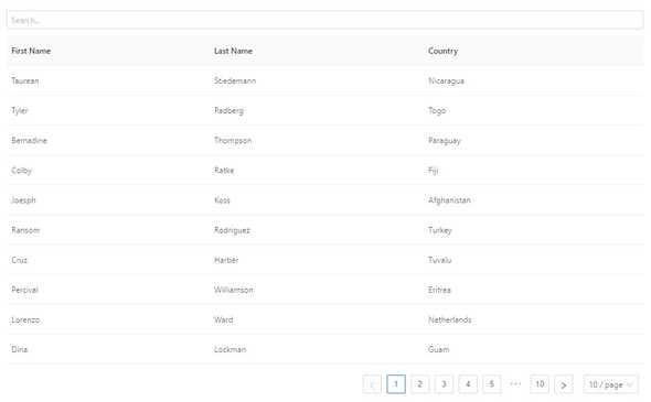 Table with Search box